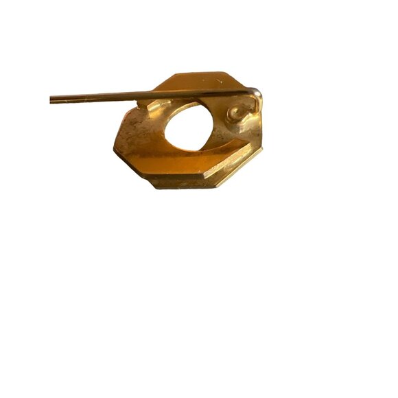 Vintage Gold Tone Pin Circle 3D Simple Classic Elegant - Picture 4 of 7